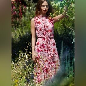 MISA Los Angeles Aurelie Maxi Floral Print Feminine Dress w Ruffles Details S